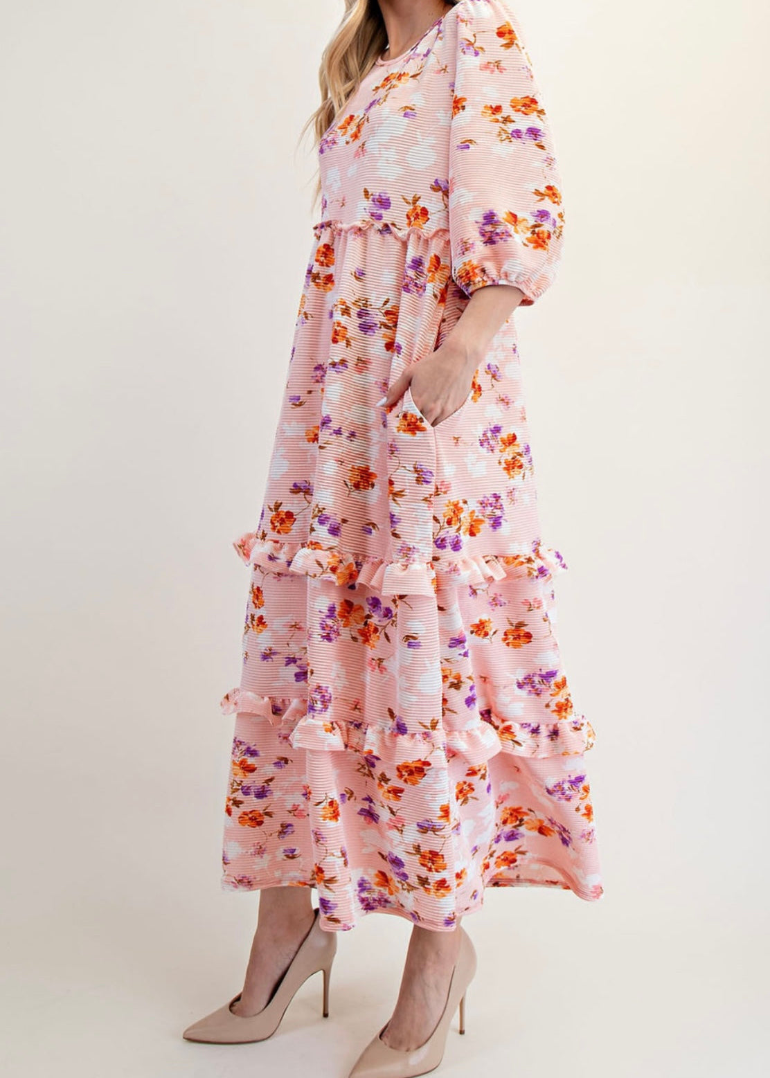 Peach Floral Dress