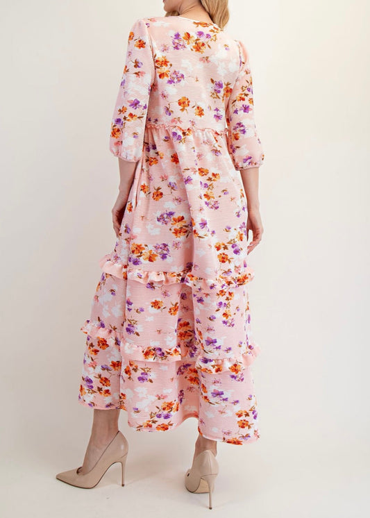 Peach Floral Dress