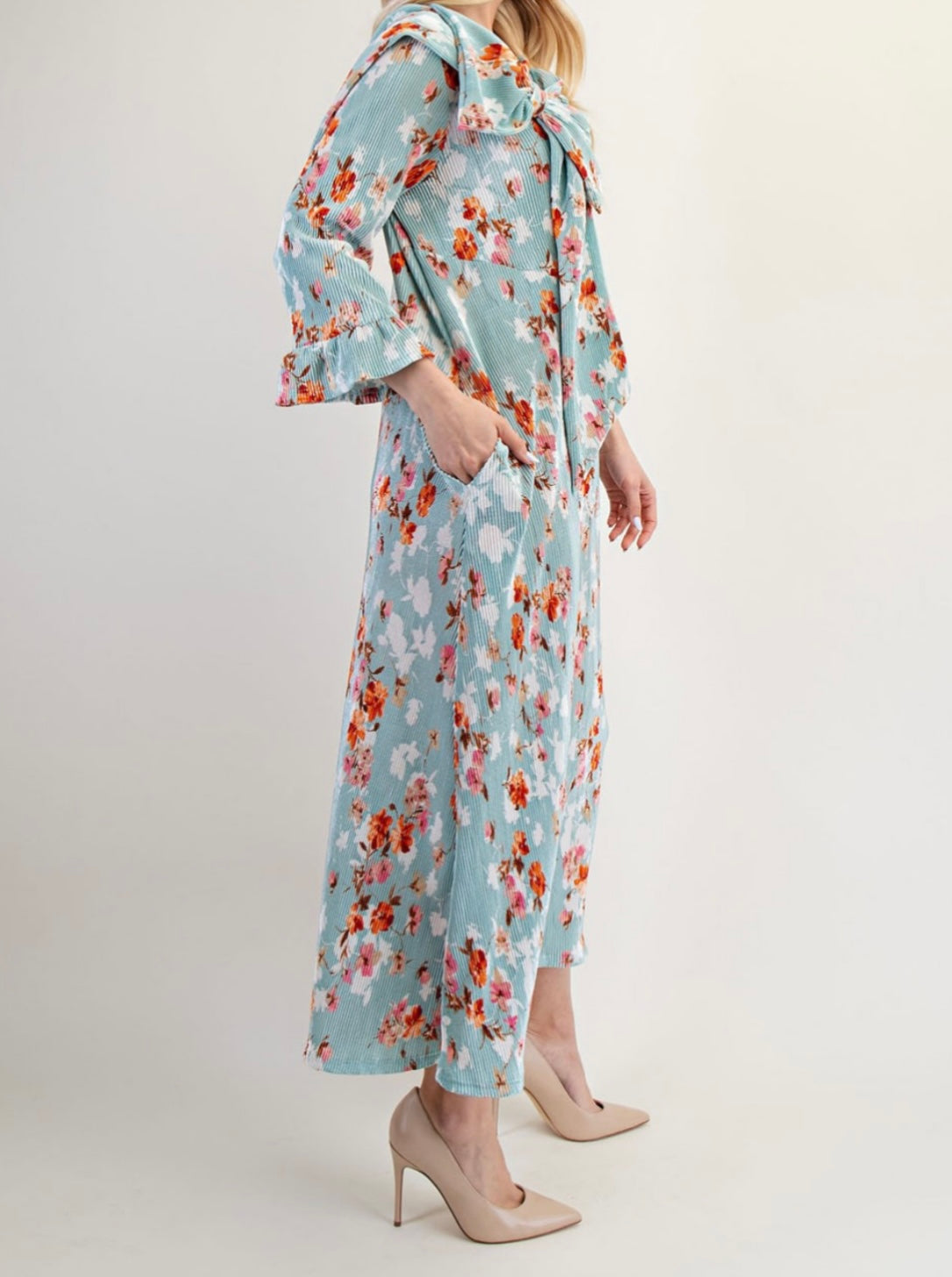 Sage Floral Bow Dress