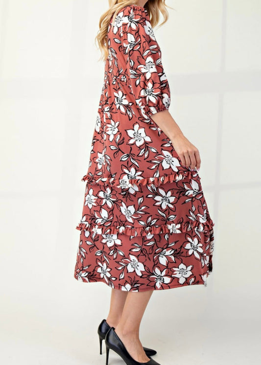 Floral Terracotta Dress