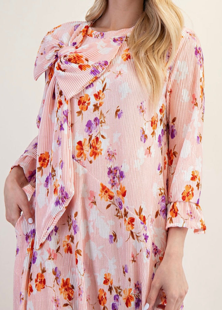 Floral Bow Dress-Plus