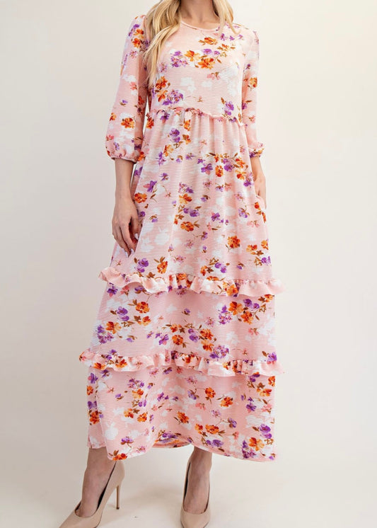 Peach Floral Dress