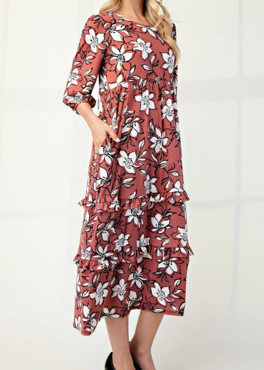 Floral Terracotta Dress