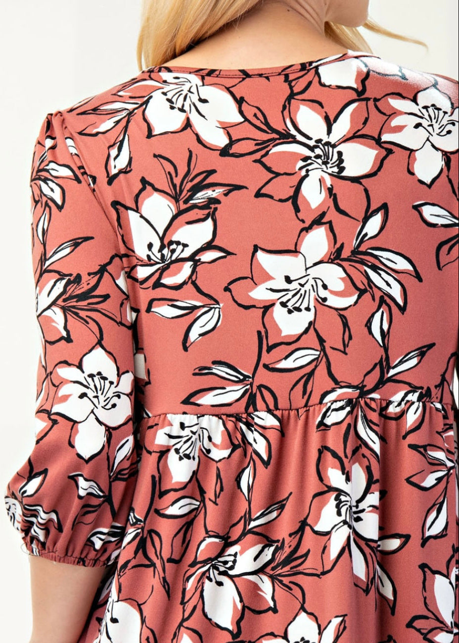 Floral Terracotta Dress