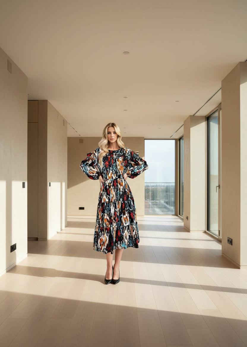 Black Flower Dress-plus