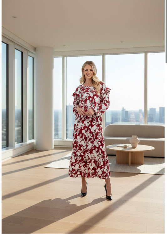 Burgundy Flower Dress