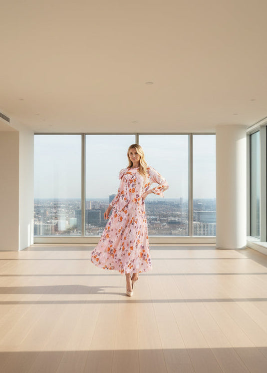 Floral Bow Dress-Plus