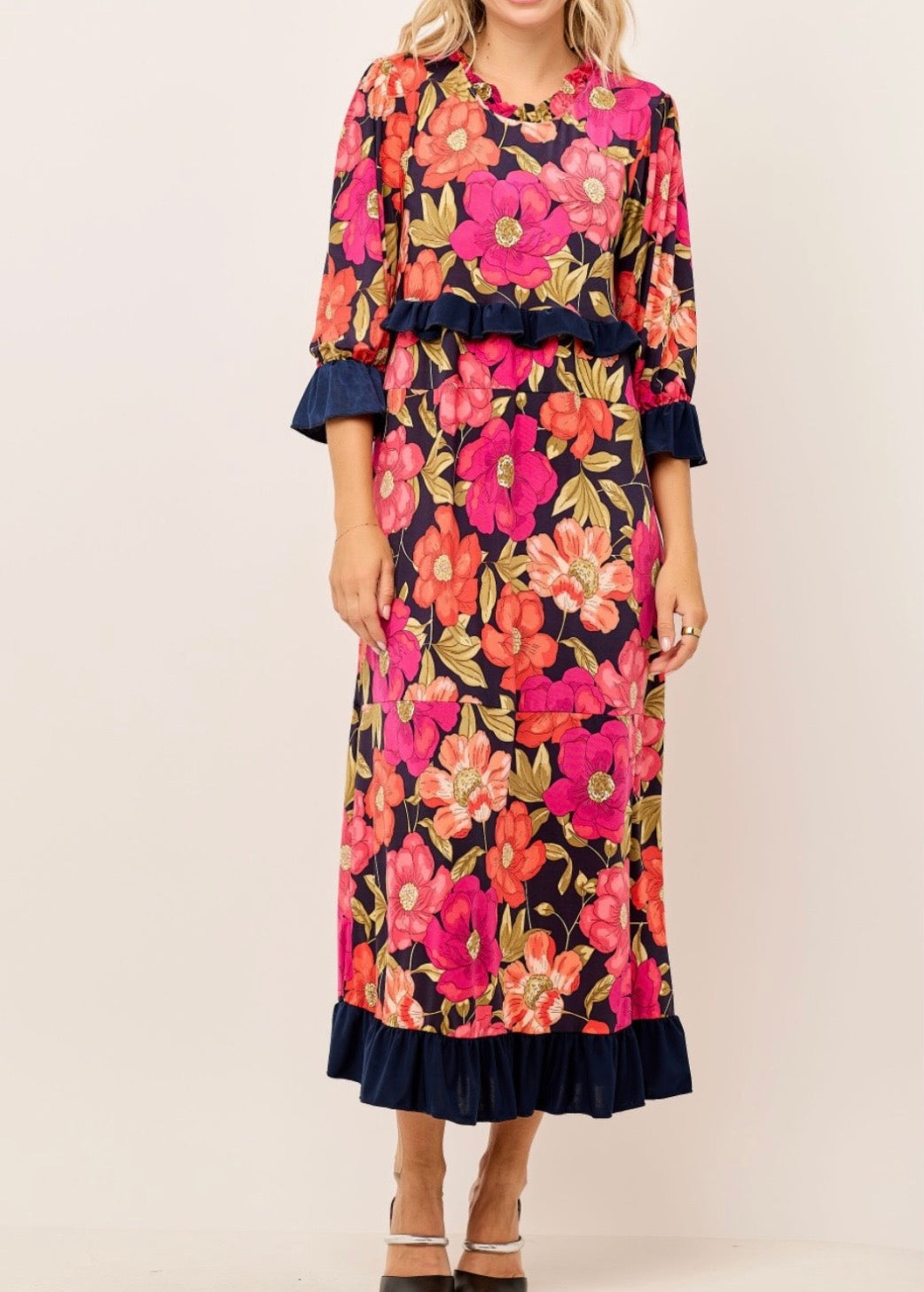 Navy Floral Dress