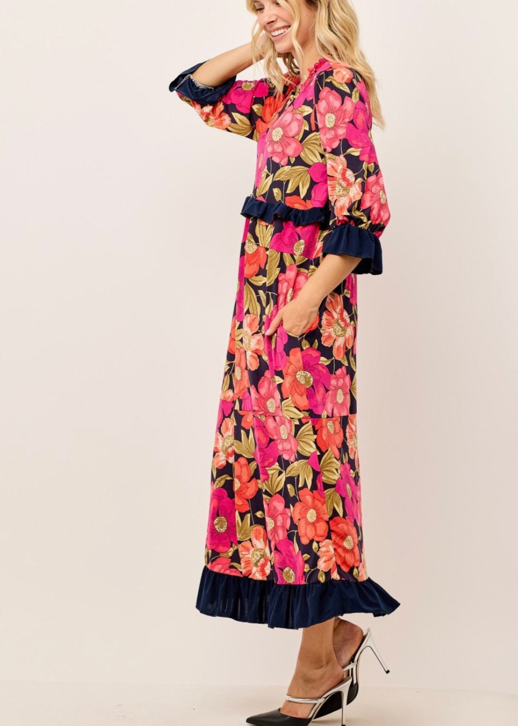 Navy Floral Dress